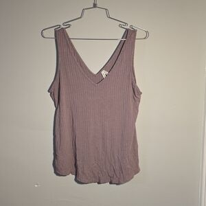 Mudd Mauve V-Neck Ribbed Tank Top Size Small